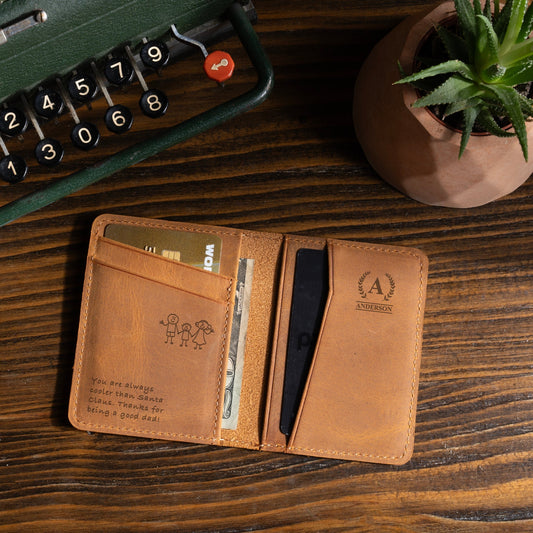 Personalized Minimalist Leather, Bifold Slim Wallet, Leather Card Holder, Distressed Leather Slim Bifold Wallet, Leather Cardholder